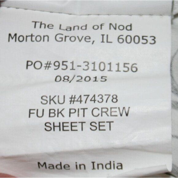 Land of Nod Pit Crew Flat Crib Sheet & Std Pillowcase Cars Tools Race Theme - Picture 4 of 7